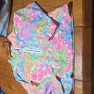 Lilly Pulitzer Floral Quarter-Zip Pullover Sz L